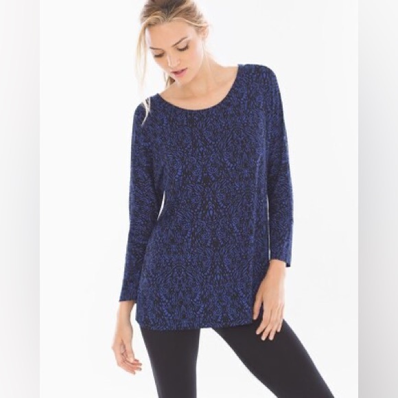 Soma Live Lounge Wear Cross-Back Tunic Splendor Mini Women's Medium Blue Black - Picture 2 of 10